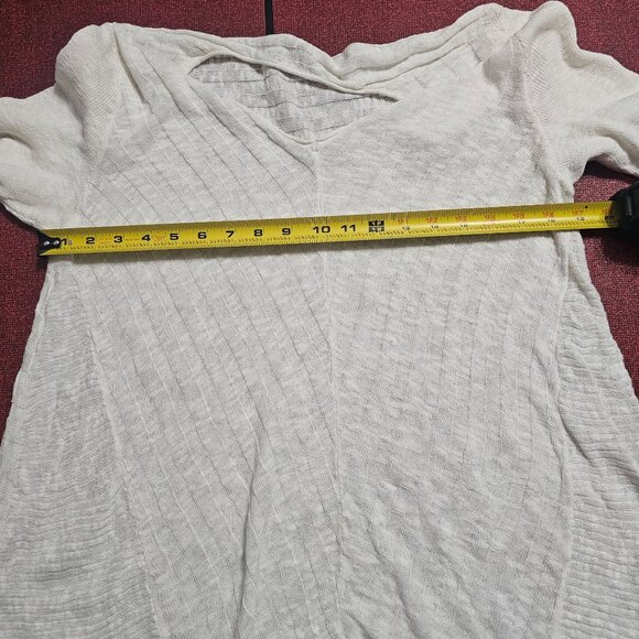 J. Jill White Linen Blend V-Neck Textured Tunic Top Sz L 3/4 Sleeve Lagenlook - Picture 7 of 10